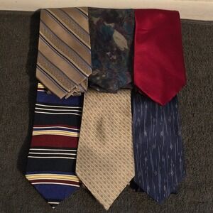 Mixed Designer Neckties Lot Mens OS Multi Silk Striped Geometric Floral 6pc
